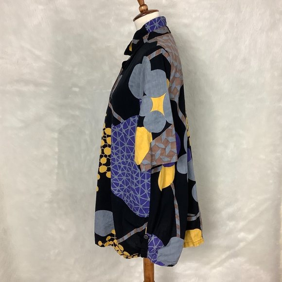 Mona Lisa Mixed Bird Print Art To Wear Flax Linen & Cotton Tunic Jacket OS - Picture 2 of 9